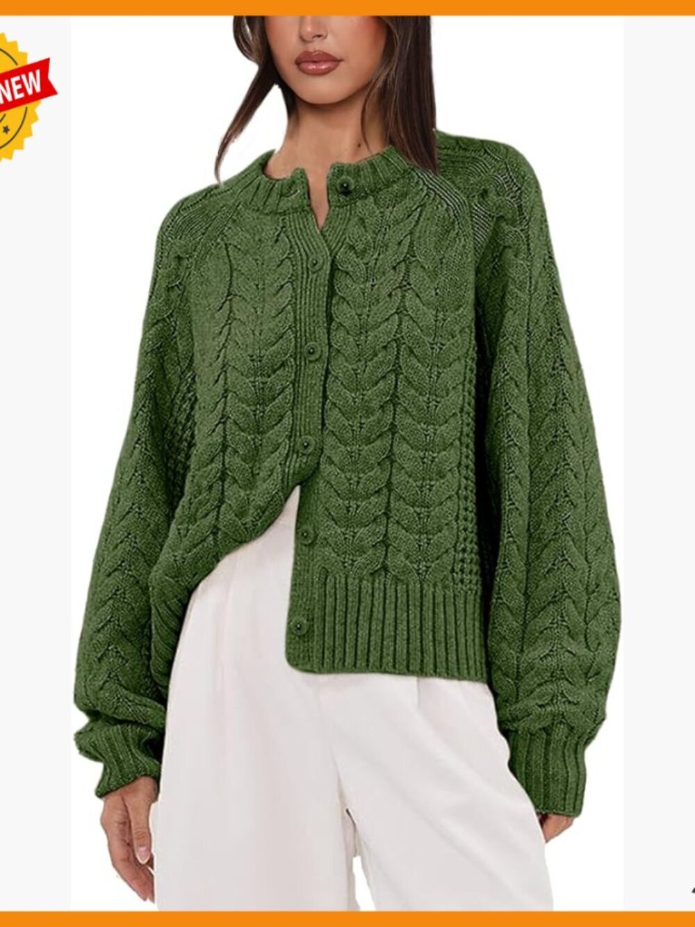 Cable Knit Cardigan Open Front Sweater Casual Loose Long Sleeve Button